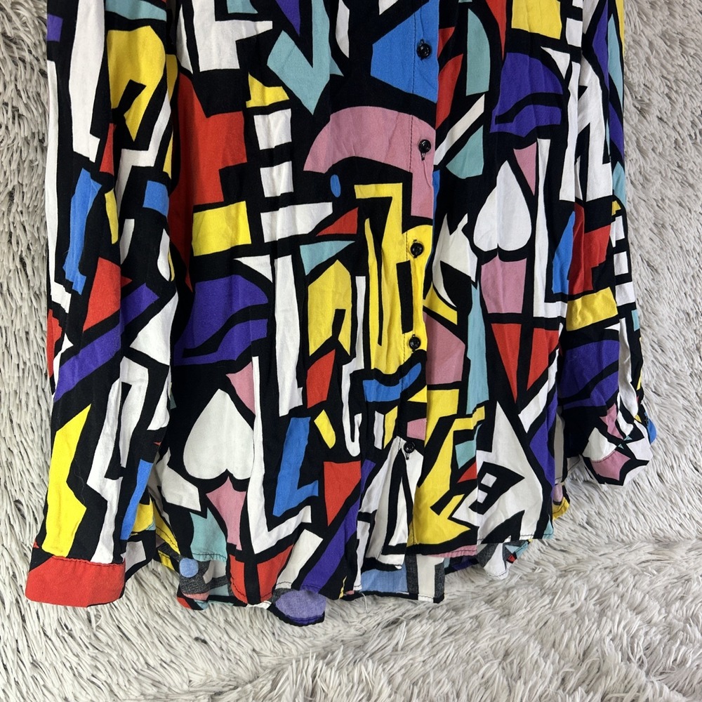 Big Dart Shirt Size 3XL Colorful Art Blouse 80s 90s Y2K Retro Button Up Abstract - Picture 5 of 8